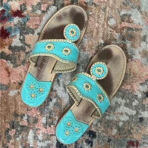 Jack Roger Turquoise Floral Leather Sandals